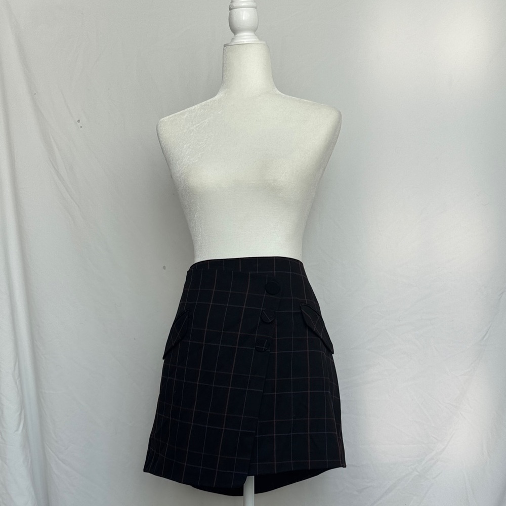 Trina Turk Black Checkered Skirt
